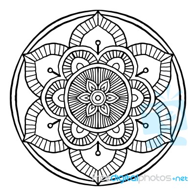 Outline Mandala Decorative Round Ornament, Hand Drawn Style - Ve… Stock Image