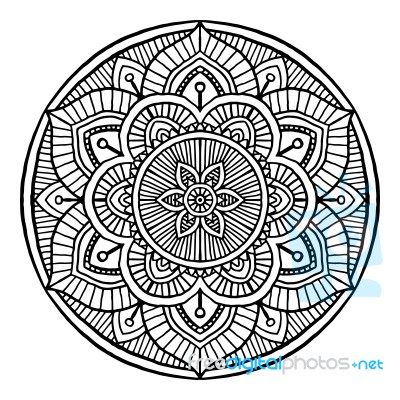 Outline Mandala Decorative Round Ornament, Hand Drawn Style - Ve… Stock Image