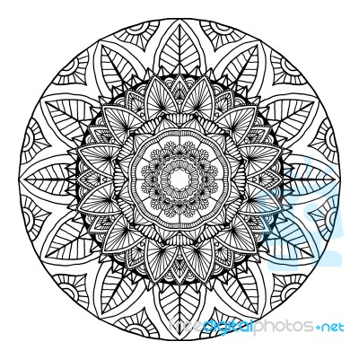 Outline Mandala Decorative Round Ornament, Hand Drawn Style - Ve… Stock Image