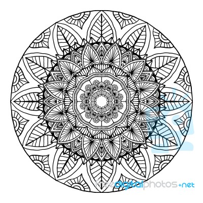 Outline Mandala Decorative Round Ornament, Hand Drawn Style - Ve… Stock Image