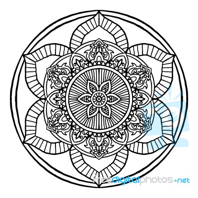 Outline Mandala Decorative Round Ornament, Hand Drawn Style - Ve… Stock Image