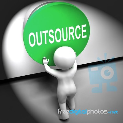 Outsource Pressed Means Freelancer Or Independent Worker Stock Image