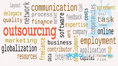 Outsourcing Word Cloud, Business Concept. Illustration Stock Image