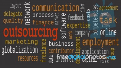 Outsourcing Word Cloud, Business Concept. Illustration Stock Image