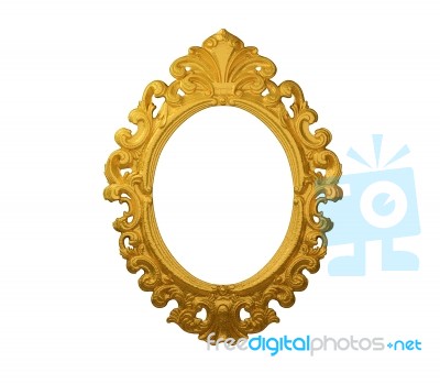 Oval Gold Picture Frame With A Decorative Pattern Stock Image