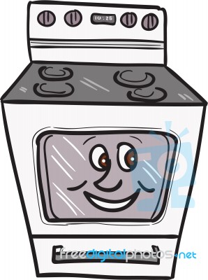 Oven Smiley Face Cartoon Stock Image