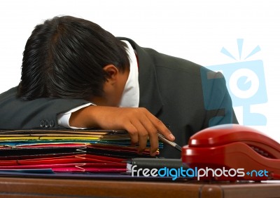 Overloaded Worker Having Nap Stock Photo