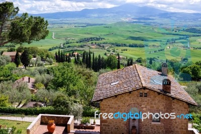 Overlooking Val D'orcia Tuscany Stock Photo