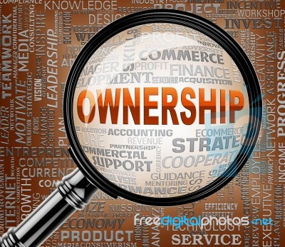 Ownership Magnifier Means Proprietary Rights 3d Rendering Stock Image