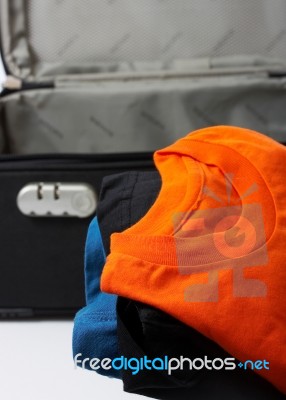 Packing Suitcase For Trip Stock Photo
