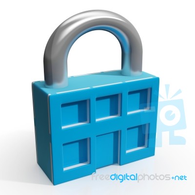 Padlock And House Shows Building Security Stock Image