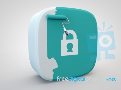 Padlock On Painting Roller Button Stock Image