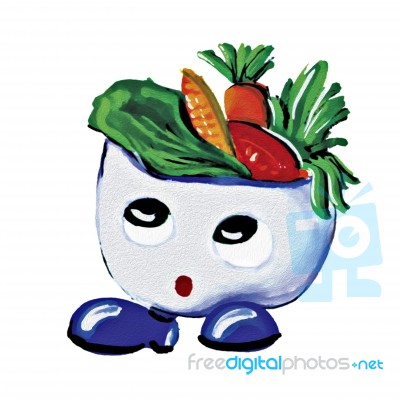 Painting Salad Boy Character Stock Photo Painting Salad Boy Character Stock Photo
