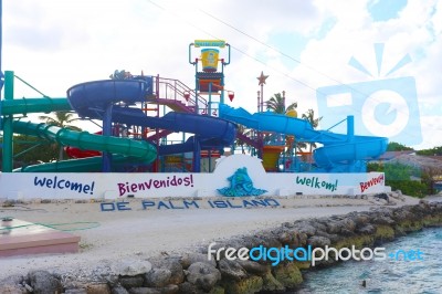 Palm Island Resort Waterpark In Aruba Stock Photo Palm Island Resort Waterpark In Aruba Stock Photo