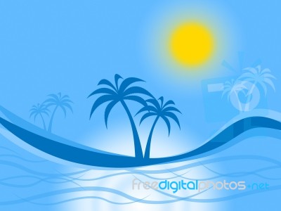 Palm Tree Represents Tropical Island And Atoll Stock Image