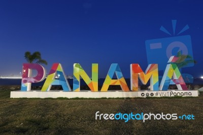 Panama City, Panama - January 1st, 2017: When The Panama Sign Wa… Stock Photo Panama City, Panama - January 1st, 2017: When The Panama Sign Wa… Stock Photo