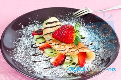 Pancake With Fruits Stock Photo