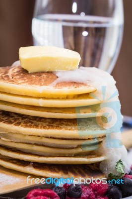 Pancakes With Berries Stock Photo