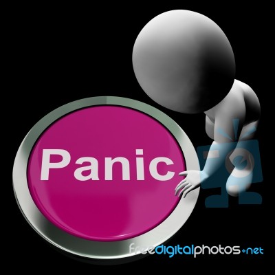 Panic Button Shows Alarm Distress And Crisis Stock Image