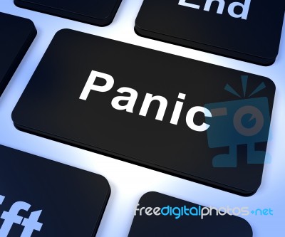 Panic Computer Key Showing Anxiety Stress And Hysteria Stock Image