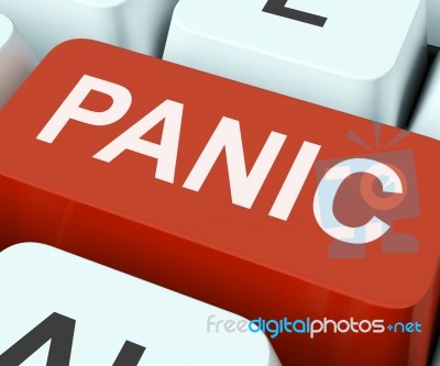 Panic Key Shows Panicky Terror Or Distress Stock Image