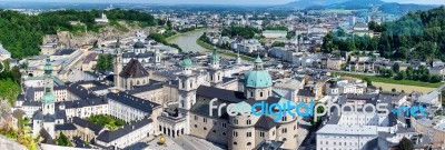 Panorama Of Hohensalzburg Castle, Salzburg Austria Stock Photo