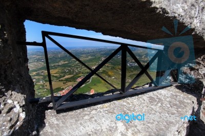 Panoramic View From The Walls San Marino B Stock Photo
