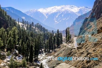 Panoramic View Of Beautiful Mountain Landscape Small Village  Stock Photo