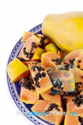 Papaya Fruit Sliced Stock Photo