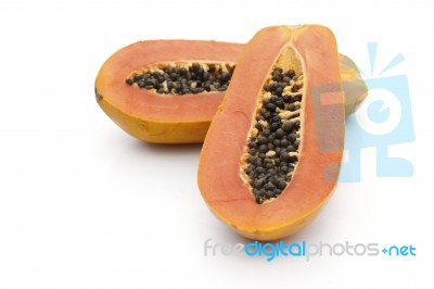 Papaya On White Stock Photo