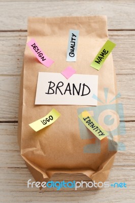 Paper Bag With Branding Marketing Concept Stock Photo