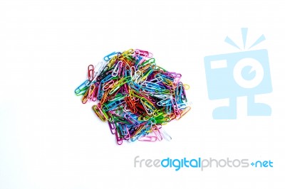 Paper Clip On White Background,colorful Paper Clip Stock Photo