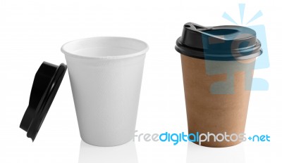Paper Coffee Cup Isolated On White Stock Photo