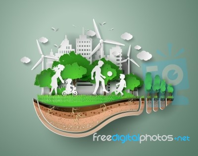 Paper Cut Of Eco Stock Image