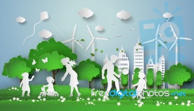 Paper Cut Of Eco Stock Image