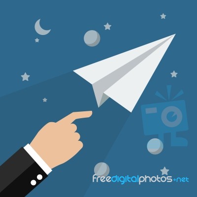 Paper Rocket In Space Stock Image