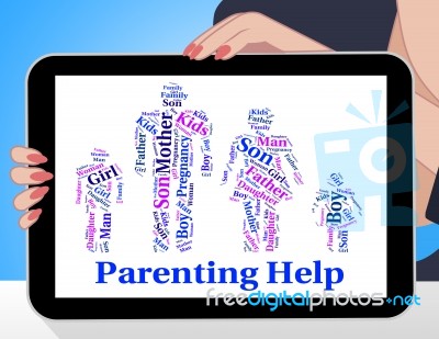 Parenting Help Shows Mother And Child And Advice Stock Image