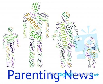 Parenting News Indicates Mother And Baby And Child Stock Image