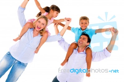Parents With Two Children Stock Photo
