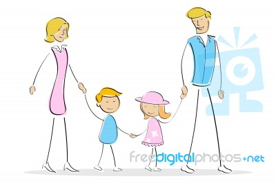 Parents With Two Kids Stock Image