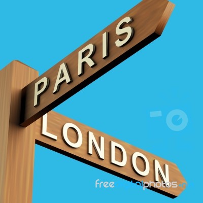 Paris Or London Directions On A Signpost Stock Image