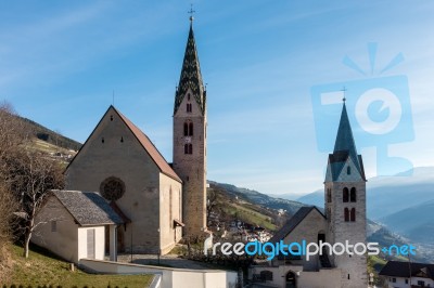 Parish Church And St Micheal's Church In Villanders Stock Photo