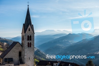 Parish Church And St Micheal's Church In Villanders Stock Photo