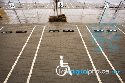 Parking Space For Disabled Person Stock Photo