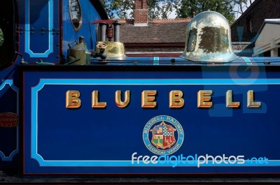 Partial View Bluebell Steam Engine At Sheffield Park Station Stock Photo