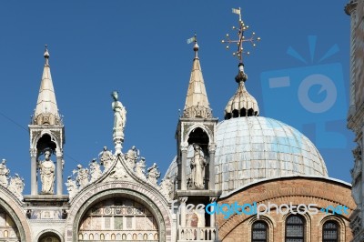 Partial View Of Saint Marks Basilica Venice Stock Photo