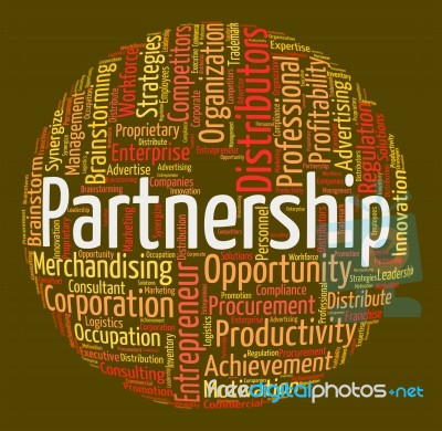 Partnership Word Shows Working Together And Cooperation Stock Image