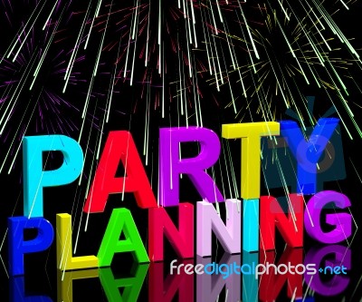 Party Planning Word With Fireworks Stock Image