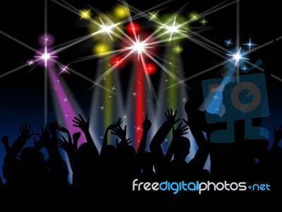 Party Silhouettes Represents Beam Of Light And Celebrate Stock Image