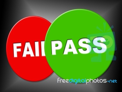 Pass Sign Shows Message Passed And Verified Stock Image